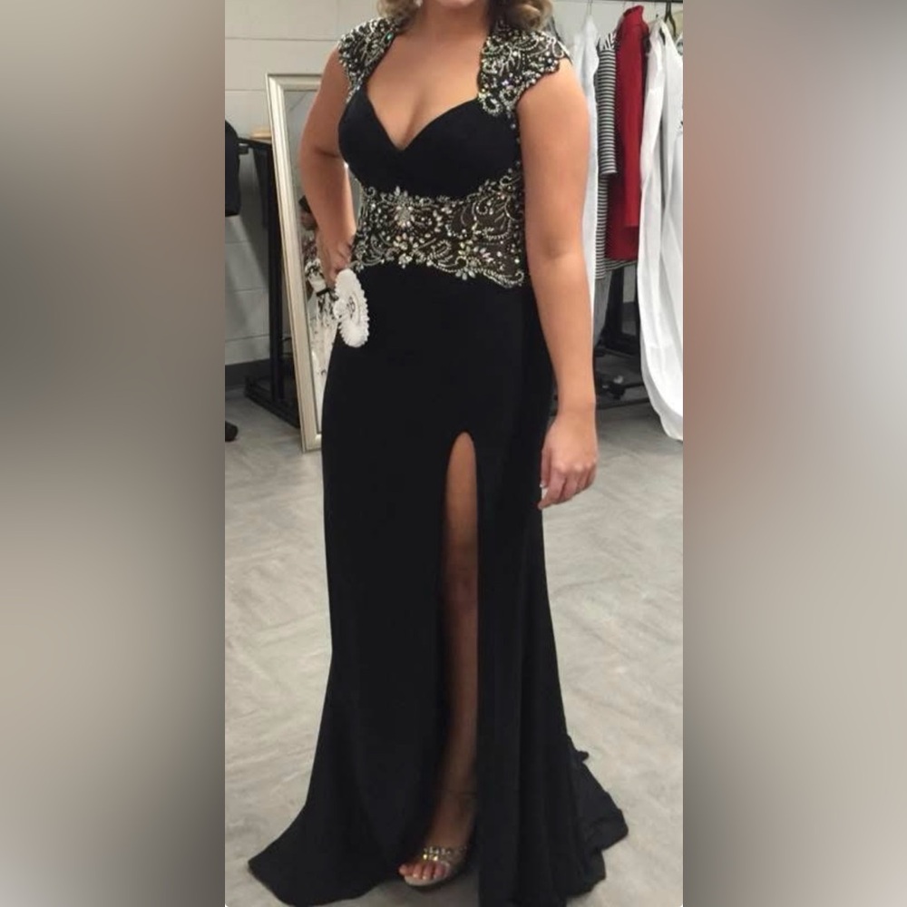 Black Jasz Couture Pageant Dress with AB Stones